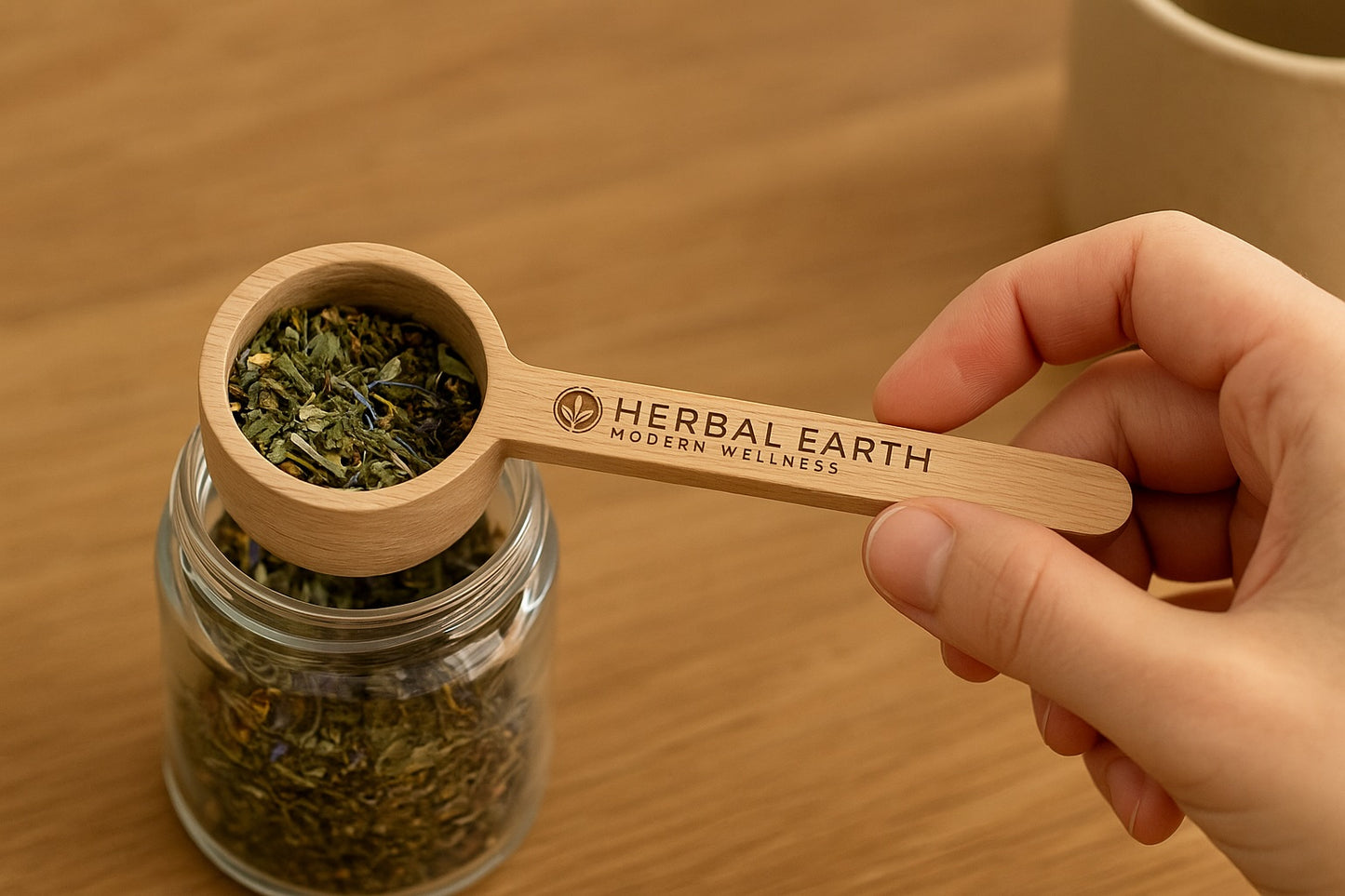 Herbal Earth Wooden Scoop — Crafted for Rituals, Measured for Ease
