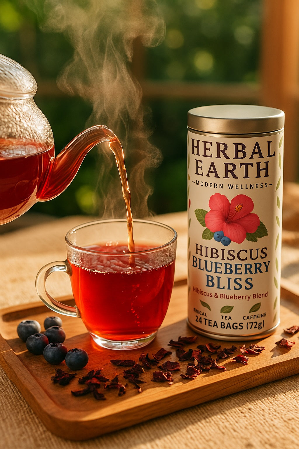 🌸 Hibiscus Blueberry Bliss — Hibiscus & Blueberry Herbal Tea